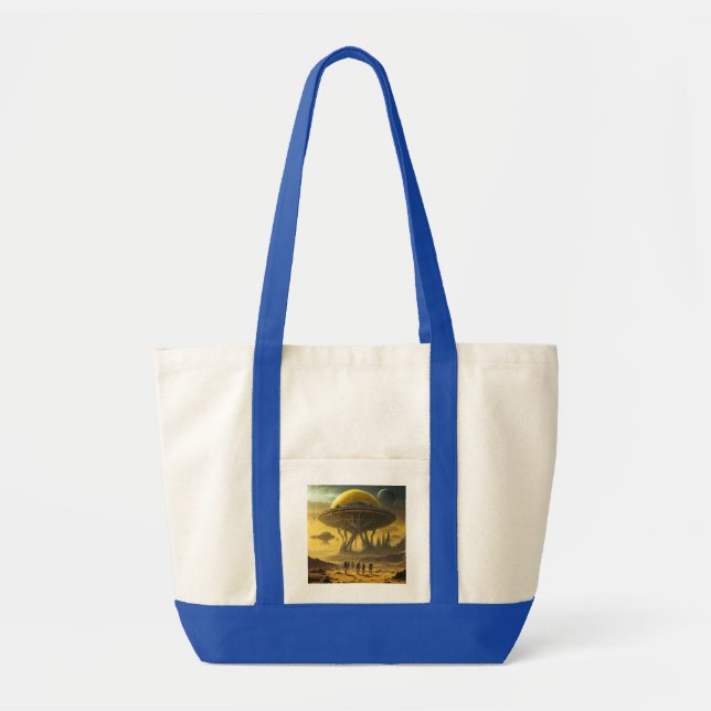 Sci-Fi Alien World View Planet Ufo Tower Tote Bag (Front)