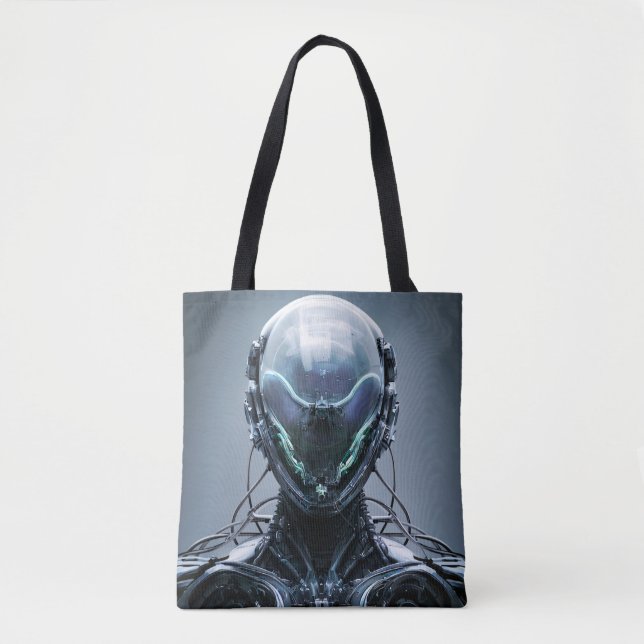 Sci fi Assassin Cyberpunk Hunter Droid Tote Bag (Front)
