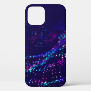 Sci-fi background. Digital wave with many particle iPhone 12 Case