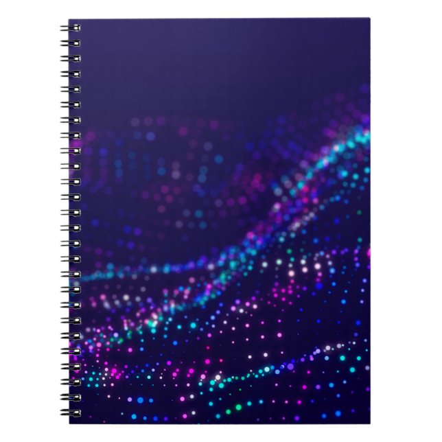 Sci-fi background. Digital wave with many particle Notebook (Front)