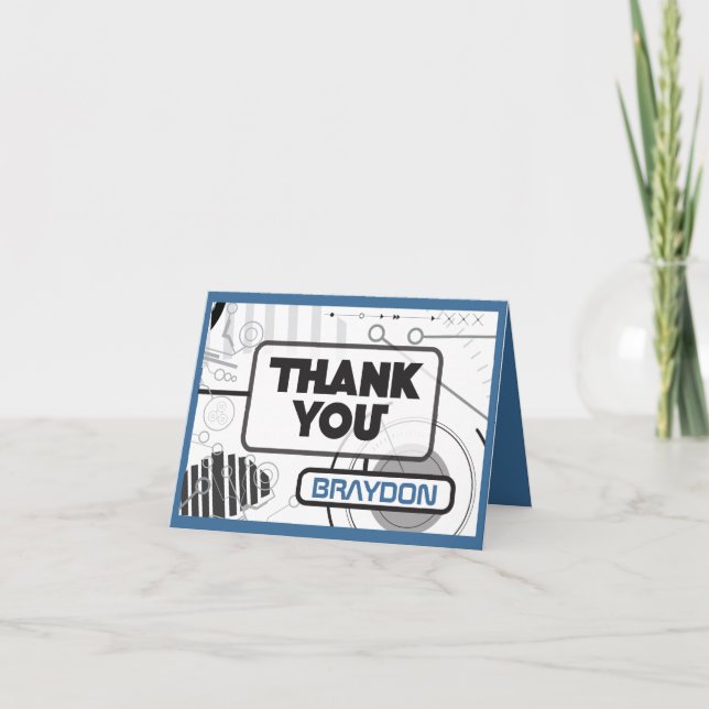 SCI_FI Bar Mitzvah Carte de remerciements pliée (Devant)