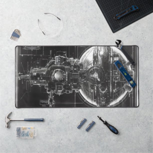 Sci-Fi Base Black Diagram Desk Mat
