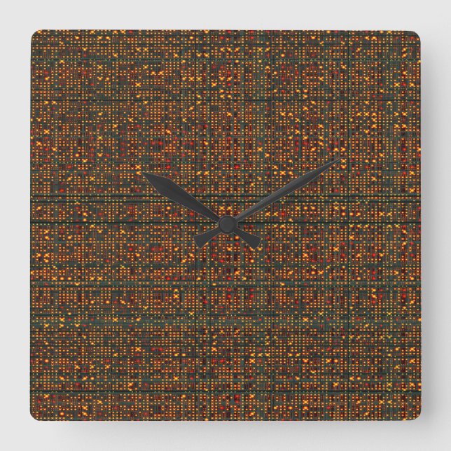 Sci Fi Circuit Board Square Wall Clock (Front)