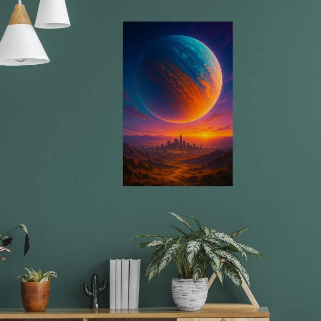 Sci-Fi Cosmic City Poster Wall Art – Futuristic  (Living Room 1)