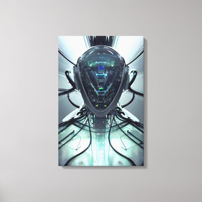 Sci-Fi Cyber Droid Fighter Pilot Canvas Print (Front)