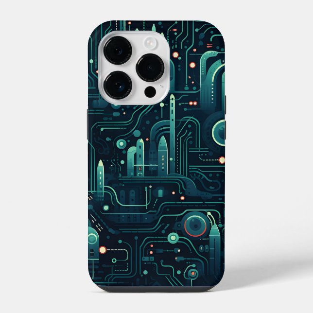 Sci-Fi Electronic Dark Pattern iPhone Case (Back)