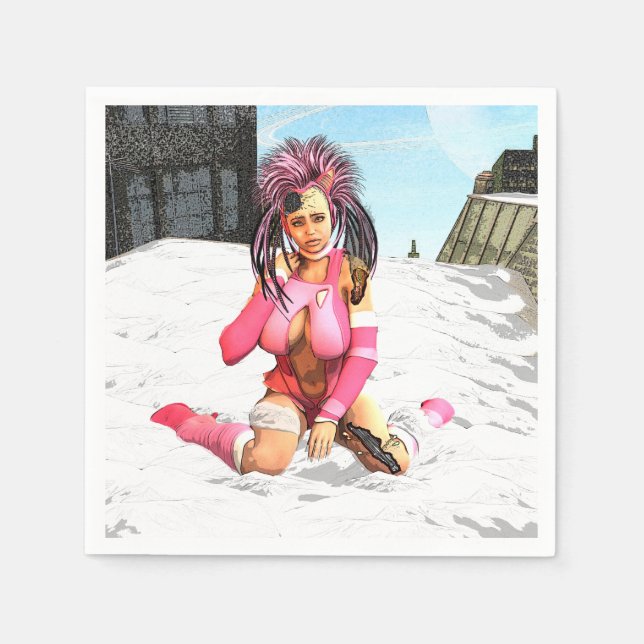 Sci Fi Female Cyborg Napkin (Front)
