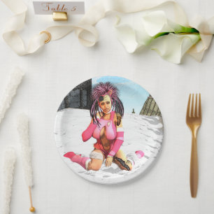 Sci Fi Female Cyborg Paper Plate