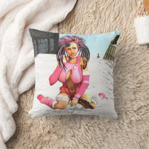 Sci Fi Female Cyborg Throw Pillow