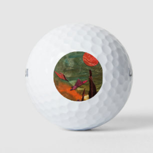 Sci-Fi "Fire Birds" alien life forms in flight Golf Balls