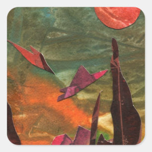Sci-Fi "Fire Birds" alien life forms in flight Square Sticker