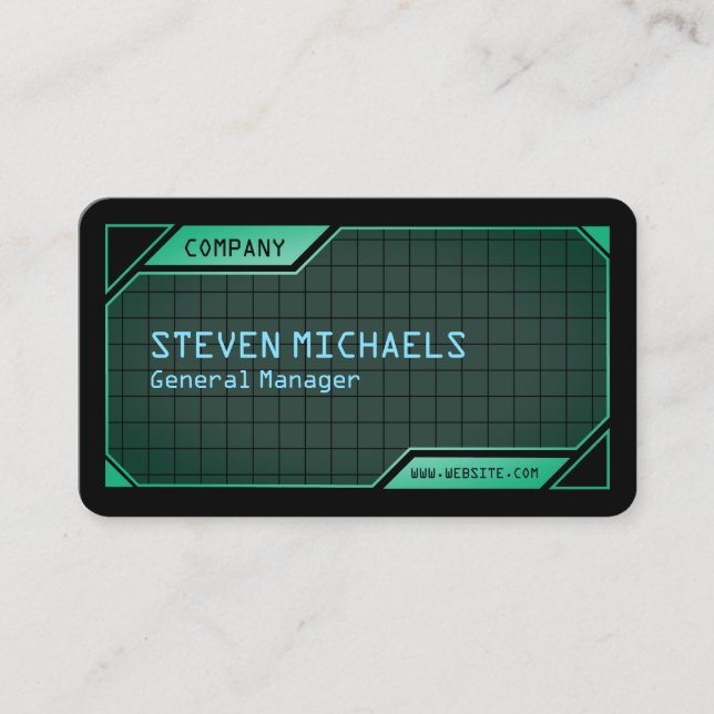 Sci fi frame green and black business card (Front)