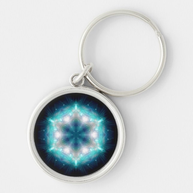 Sci-Fi Galaxy Blue Light abstract art 2 Keychain (Front)