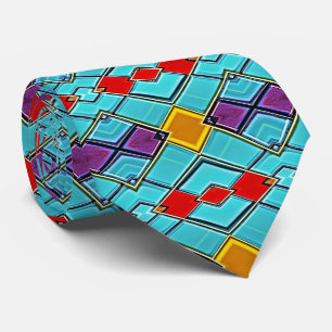 Sci-Fi Glass Tile - Modern Harlequin Diamond Glow Tie