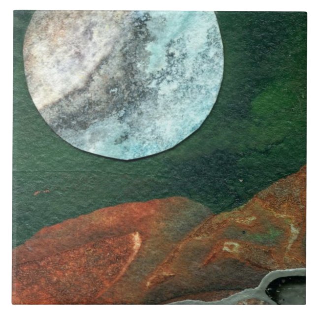 Sci-Fi  ice moon in low orbit around alien world Tile (Front)