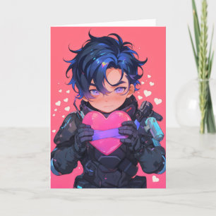Sci-Fi Love Chibi Anime Boy Holiday Card