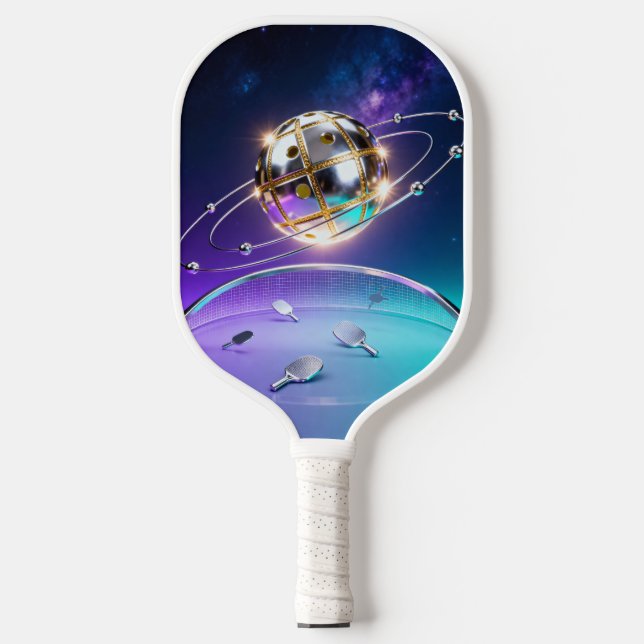Sci-Fi Metallic Pickleball Orbital Core – Galaxy O Paddle (Front)