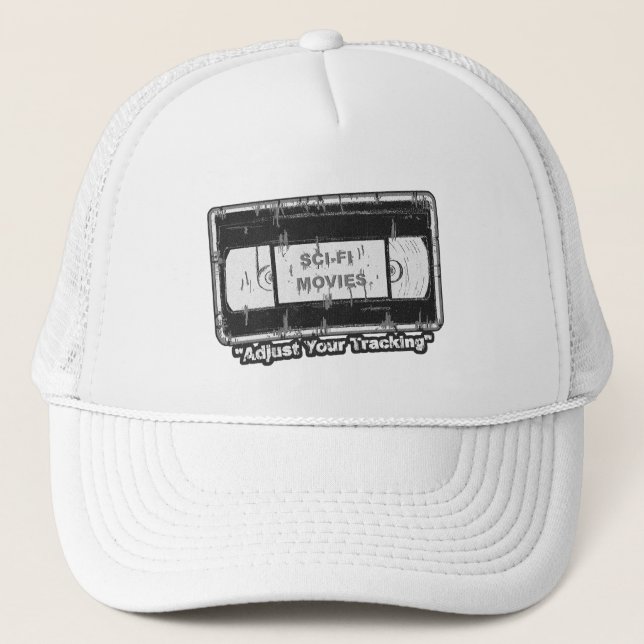 Sci-Fi-Movies Black & White Adjust your Tracking Trucker Hat (Front)