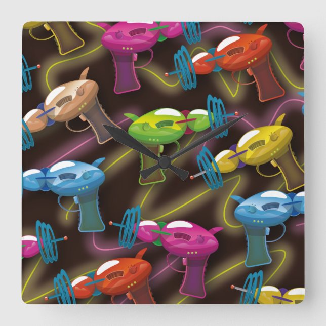 sci fi ray guns square wall clock (Front)