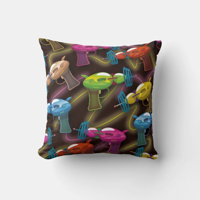 sci fi ray guns throw pillow (Front)