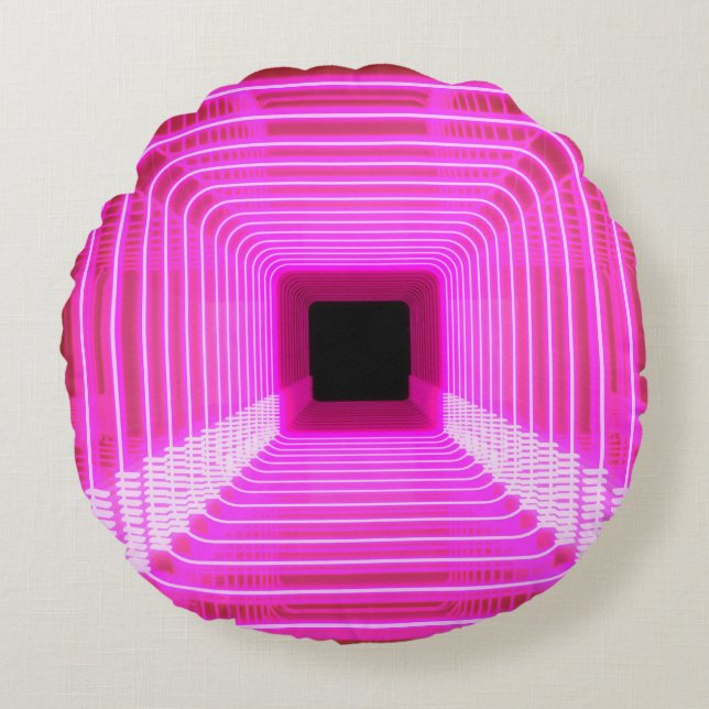 Sci-Fi Retro 3D: Pop Art Illustration Round Pillow (Front)