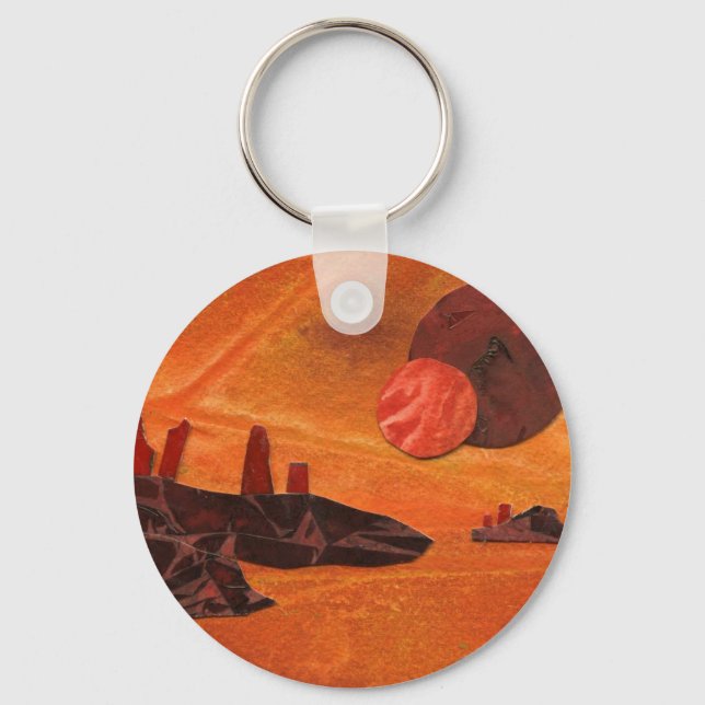 Sci-Fi "Seas of Fire" double suns, lava seas Keychain (Front)