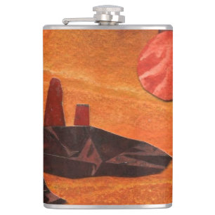 Sci-Fi "Seas of Fire" double suns, lava seas world Hip Flask
