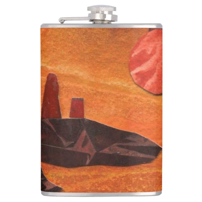 Sci-Fi "Seas of Fire" double suns, lava seas world Hip Flask (Front)