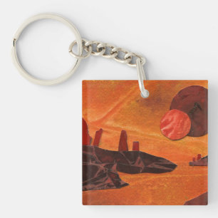 Sci-Fi "Seas of Fire" double suns, lava seas world Keychain