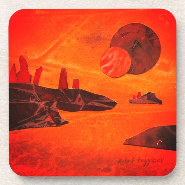 Sci-Fi "Seas of Fire" molten lava alien world  Bev Coaster (Front)