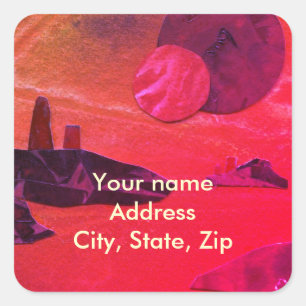 Sci-Fi "Seas of Fire" molten lava alien world Squ Square Sticker