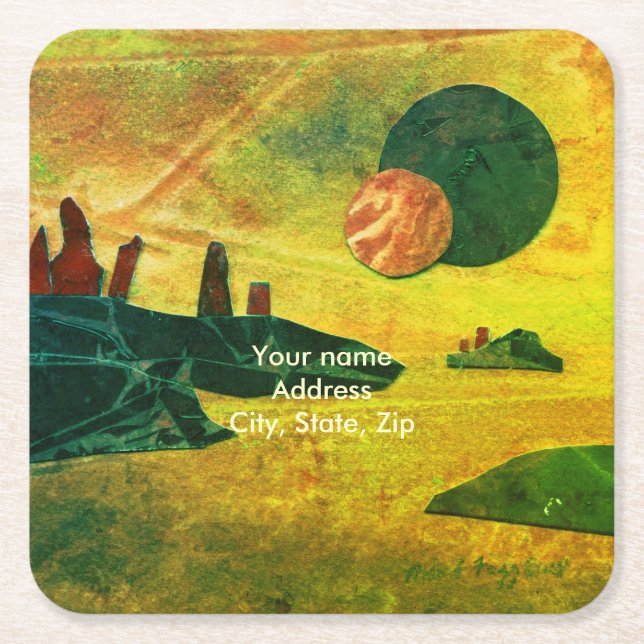 Sci-Fi "Seas of Fire" molten lava alien world   Square Paper Coaster (Front)