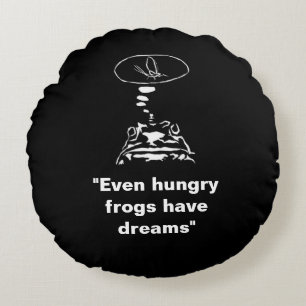 Sci-Fi smart animals "Hungry Frog Dreams" Round Pillow