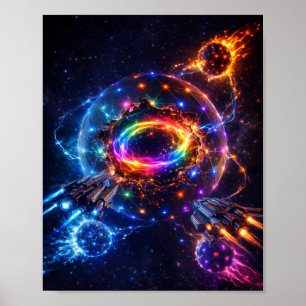 Sci-Fi Space Battle Near Energy Core – Colourful G Poster