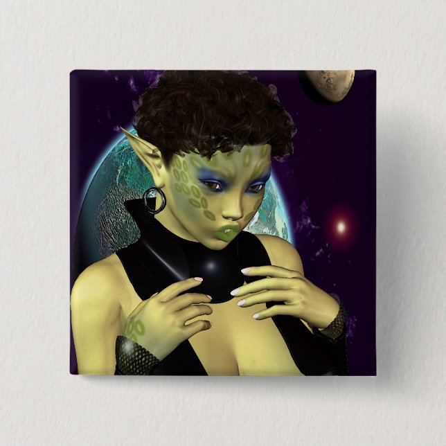 Sci-Fi Space Model 2 Inch Square Button (Front)