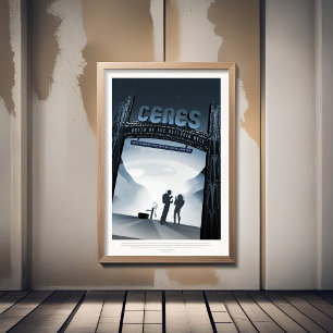 Sci-Fi Travel Ad, Dwarf Planet Ceres Poster