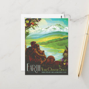 Sci-Fi Travel Ad, Planet Earth Postcard