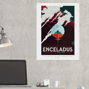 Sci-Fi Travel Ad, Planet Enceladus Foil Prints