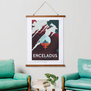 Sci-Fi Travel Ad, Planet Enceladus Hanging Tapestry