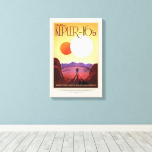 Sci-Fi Travel Ad, Planet Kepler 16b Canvas Print