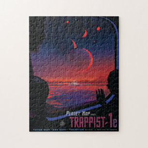 Sci-Fi Travel Ad, Planet Trapist-1e Jigsaw Puzzle