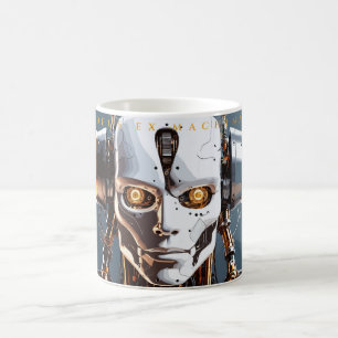 Sci-Fi White Gold Android Deus Ex Machina Magic Mug