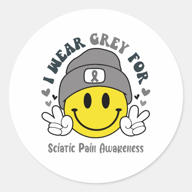 Sciatic Pain Awareness Ribbon Support Gifts Classic Round Sticker (Front)