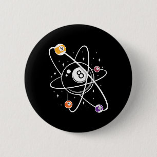 Science Atom Pool Lover 8- Billiards 2 Inch Round Button