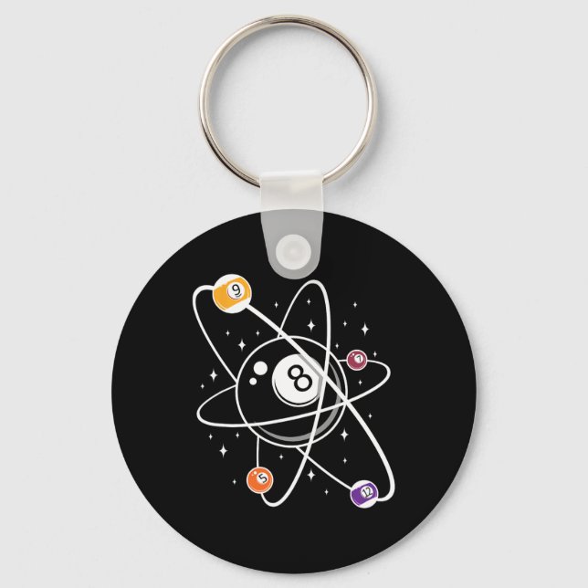 Science Atom Pool Lover 8- Billiards  Keychain (Front)