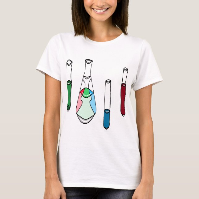 Science Beakers Test Tubes Solutions STEM T-Shirt (Front)