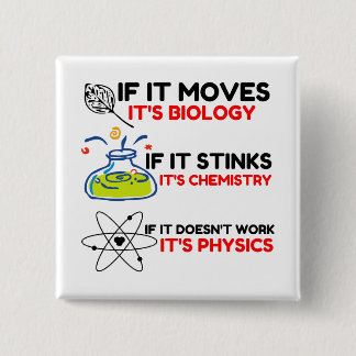 Science BIOLOGY CHEMISTRY PHYSICS 2 Inch Square Button