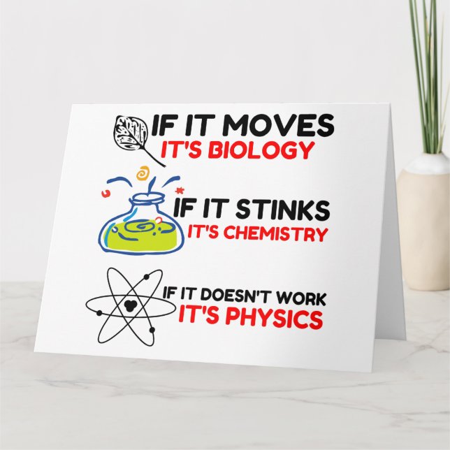 Science BIOLOGY CHEMISTRY PHYSICS Card (Front)