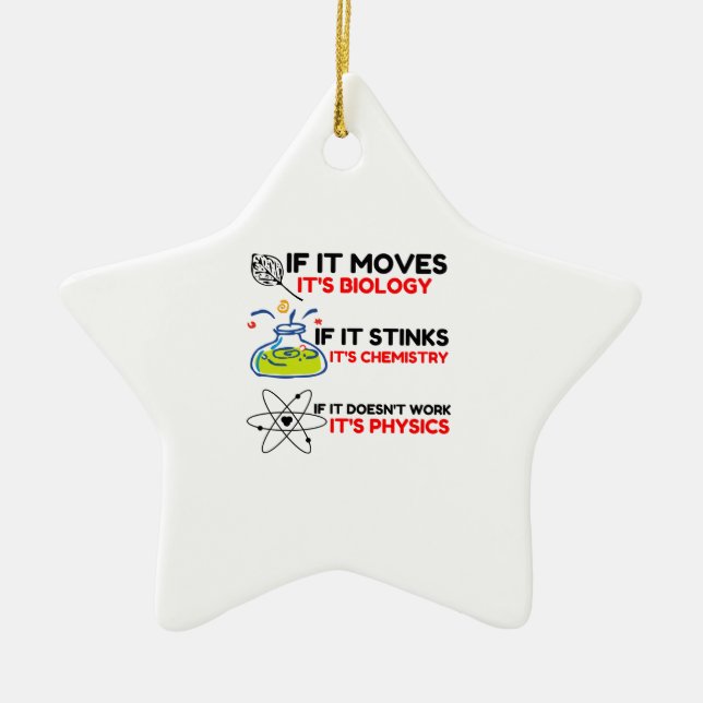 Science BIOLOGY CHEMISTRY PHYSICS Ceramic Ornament (Front)