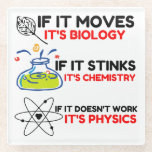 Science BIOLOGY CHEMISTRY PHYSICS Glass Coaster<br><div class="desc">Funny, cool, awesome, animals, nerd, geek, vintage, retro, sayings, gift idea, couple, love, sports</div>